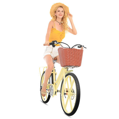 250w Ladies E Bike With Basket 48T Alu Frame , 24x1.75 Electric Women'S Bicycles